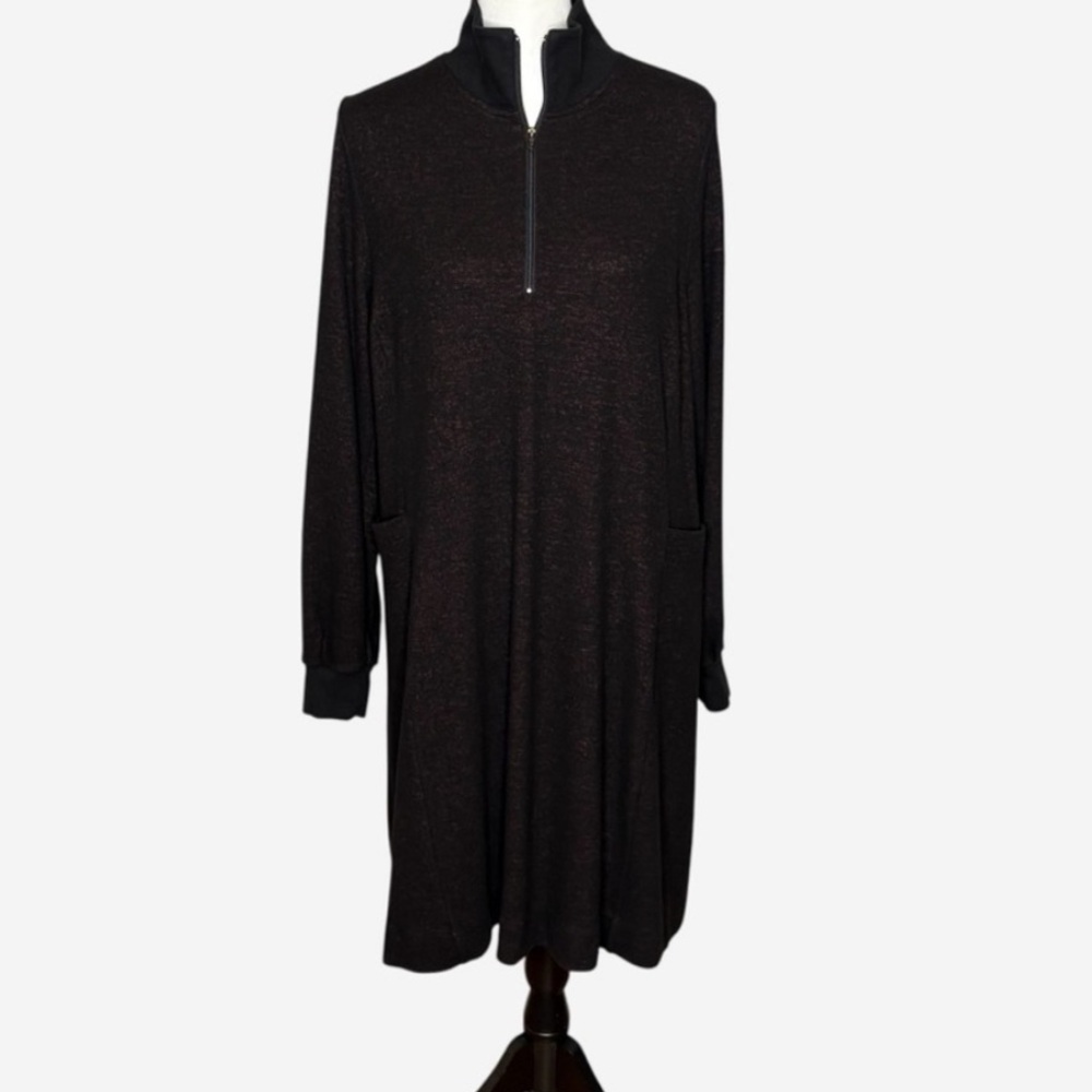 CABI NEW brush knit cuddle dress. 1/4 zip. Medium - Picture 4 of 13